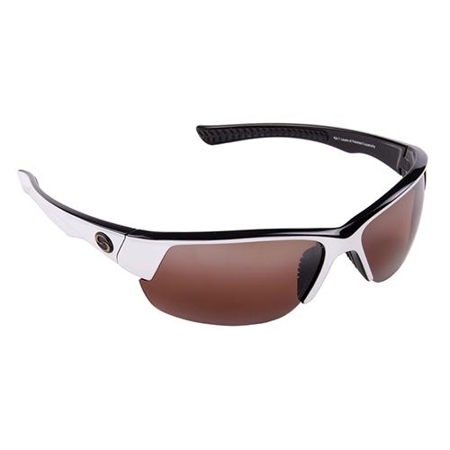 S11 Optics Sunglasses - Gulf Style, Shiny White-Black Two Tone Frame, Dark Amber Brown Lens