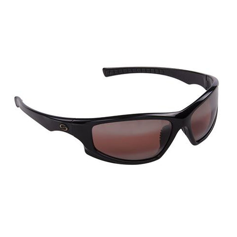 S11 Optics Sunglasses - Atlantic Style, Shiny Black Frame, Dark Amber Brown Lens