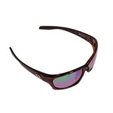 SK Plus Cypress Sunglasses - Shiny Brown Tortiseshell Frame, Multi Layer Green Mirror Amber Base Lens