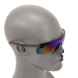 SK PLus Waffle Sunglasses - Shiny Black Frame, Multi Layer Blue Mirror Gray Base Lens