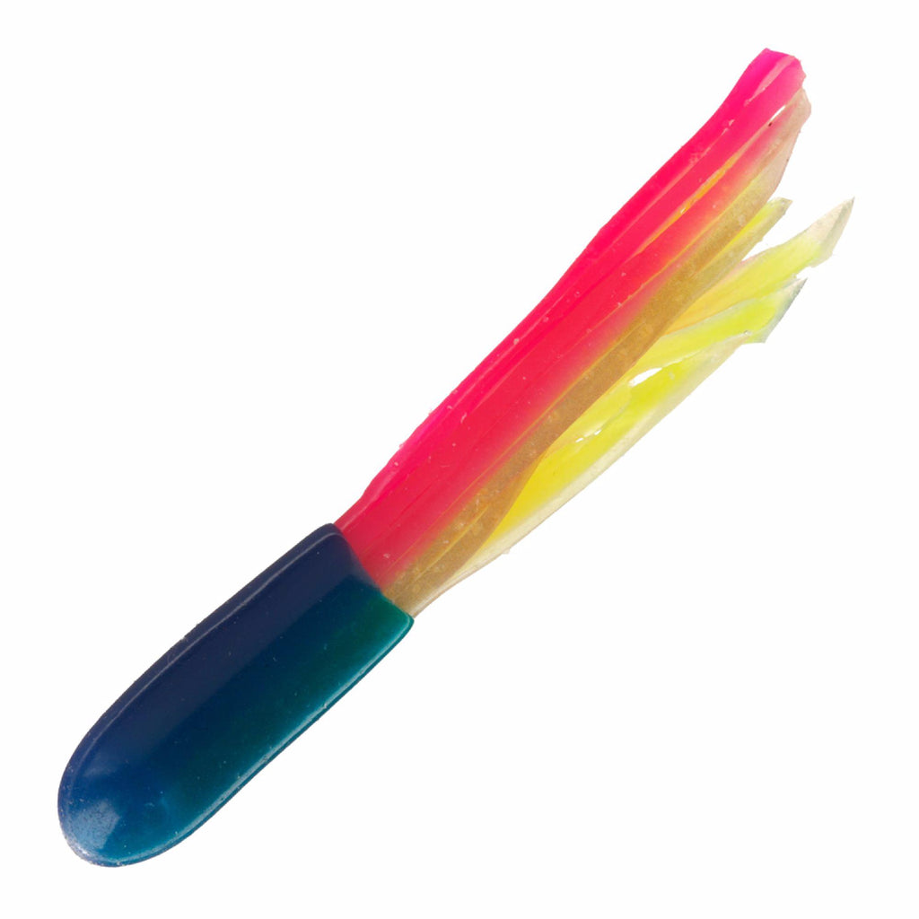 Slab Hammer Tooty Fruit Tubes Soft Bait Lure - 2" Body Length, Color: Blue-Pearl-Pink-Chartreuse, Per 8