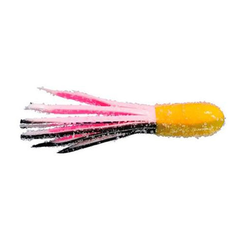 Slab Hammer Tooty Fruit Tubes Soft Bait Lure - 2" Body Length, Yellow-White-Pink-Black, Per 8