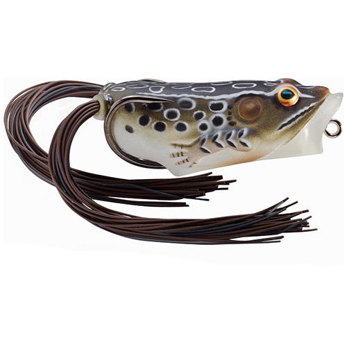 Frog Body Hollow Body Popper Bait - Freshwater, 2 1-2" Length, 1-2 oz Weight, Brown-Black, Per 1