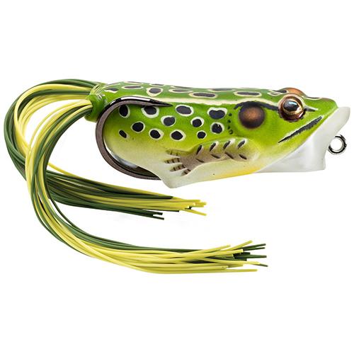 Frog Body Hollow Body Popper Bait - Freshwater, 2 1-2" Length, 1-2 oz Weight, Green-Yellow, Per 1