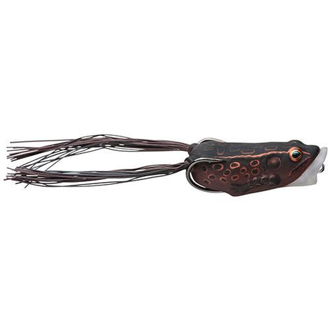 Frog Body Hollow Body Popper Bait - Freshwater, 2 1-2" Length, 1-2 oz Weight, Brown-Maroon, Per 1