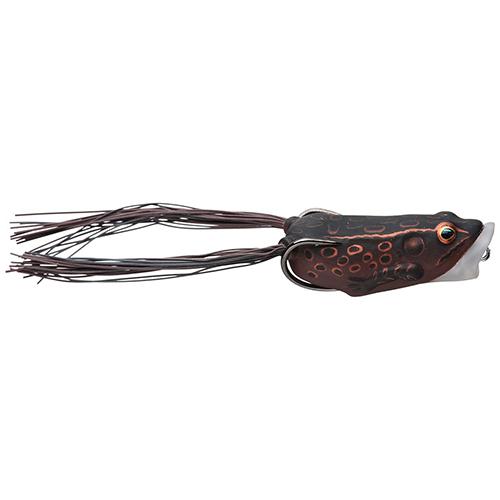 Frog Body Hollow Body Popper Bait - Freshwater, 2" Length, 3-8 oz Weight, Brown-Maroon, Per 1