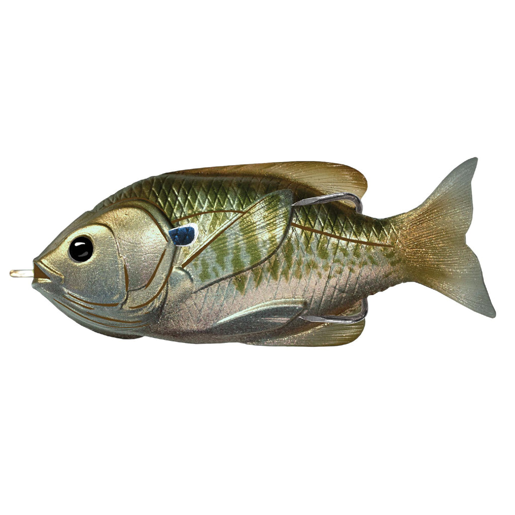 Sunfish Hollow Body - Freshwater, 4" Length, 3-4 oz, Topwater Depth, Olive-Metallic Bluegill, Per 1