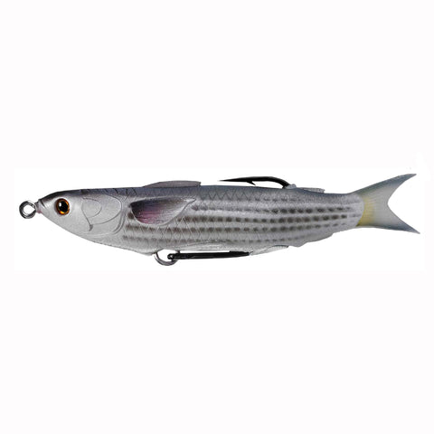 Mullet Hollow Body Lure - Saltwater, 4 1-2" Length, 1-2 oz, Surface Depth, Natural-Black. Per 1