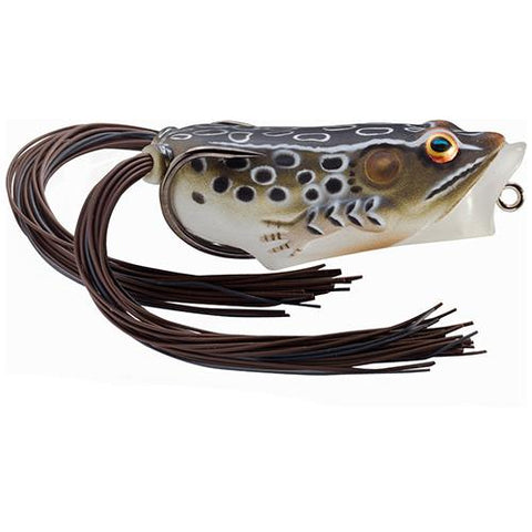 Frog Body Hollow Body Popper Bait - Freshwater, 2" Length, 3-8 oz Weight, Brown-Black, Per 1