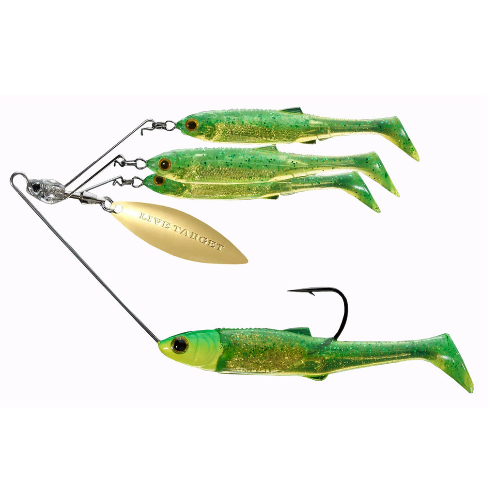 Baitball Spinner Rig - Freshwater, Medium, 1-2 oz Weight, 1'-15' Depth, Lime Chartreuse Gold, Per 1