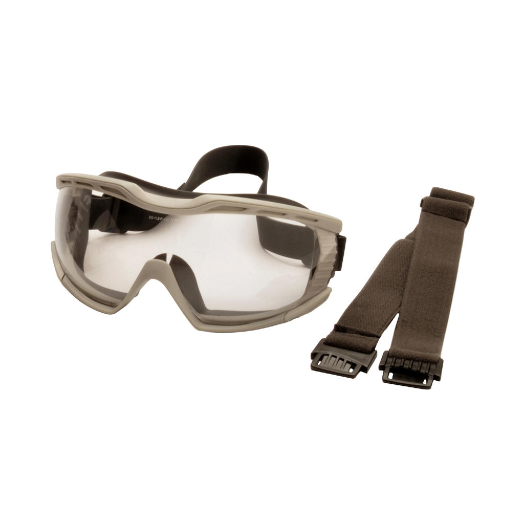 Goggles - Chemical Splash e with Clear Anti-fog Lens and Gray Frame and Two Straps