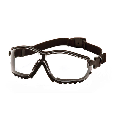 V2G Safety Glasses - Clear Anti-Fog Lens with Black Strap-Temples