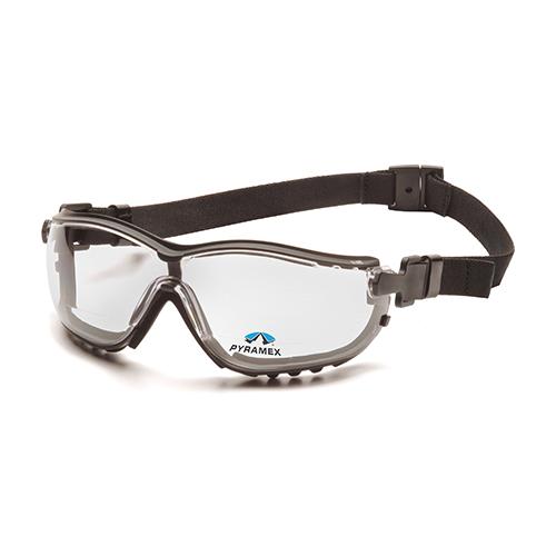 V2G Safety Glasses - Clear Anti-Fog Reader Lens with Black Strap-Temples, +2.5 Magnification