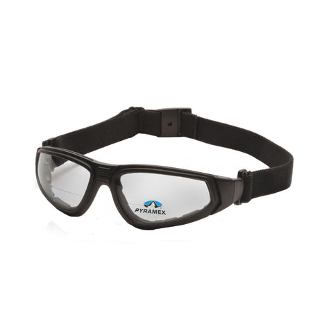 XSG Safety Glasses - Clear Anti-Fog Reader Lens with Black Strap-Temples, +1.5 Magnification