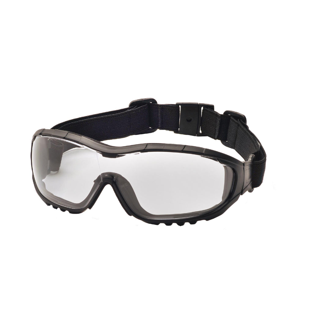 V3G Safety Glasses, Clear Anti-Fog Lens with Black Strap-Temples