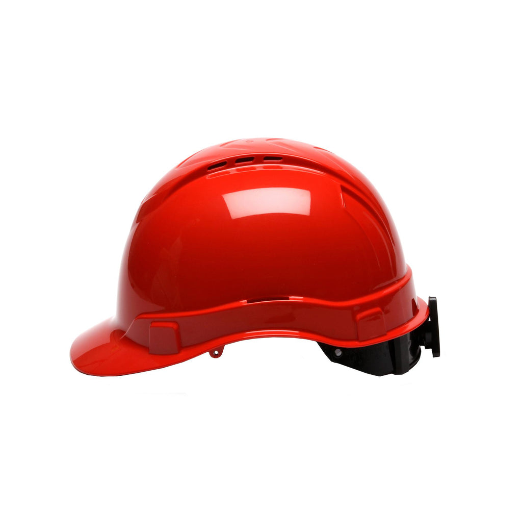 Ridgeline Cap Style Vented Hard Hat - 4 Point Ratchet, Red