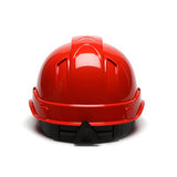 Ridgeline Cap Style Vented Hard Hat - 4 Point Ratchet, Red