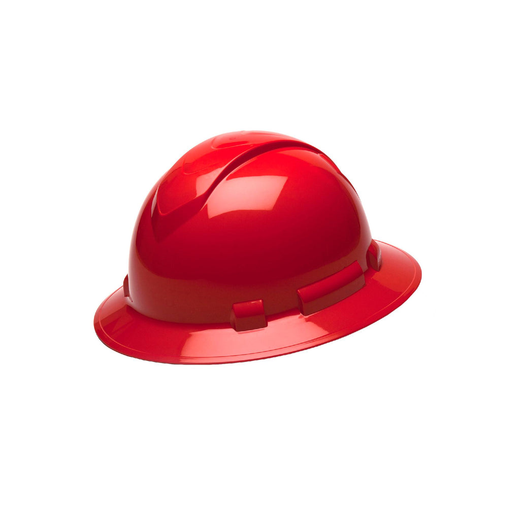 Ridgeline Full Brim Hard Hat - 4 Point Ratchet, Red