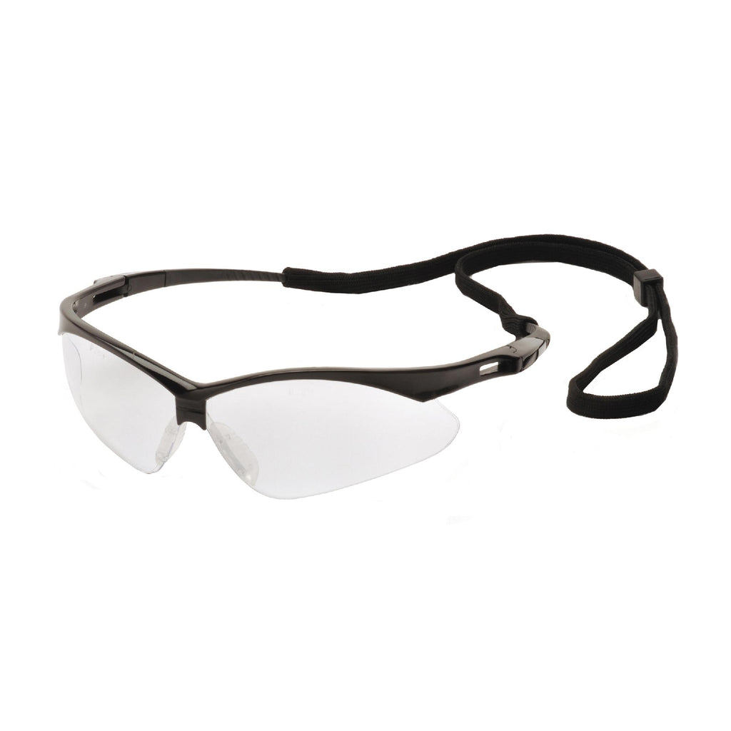 PMXTREME Safety Glasses - Clear Lens with Black Frame and Cord