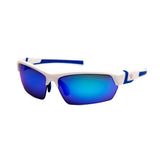 Tensaw Safety Glasses, Ice Blue Mirror Anti-Fog Lens with White-Blue Frame