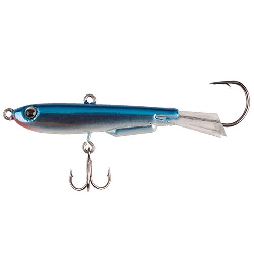 Johnny Darter Hard Bait Lure - 3-4" Length, 1-8 oz, 2 Number 10 Hooks, Chrome-Blue, Per 1