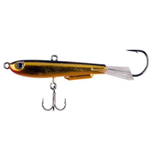 Johnny Darter Hard Bait Lure - 1 3-16" Length, 3-8 oz, 2 Number 10 Hooks, Black-Gold, Per 1