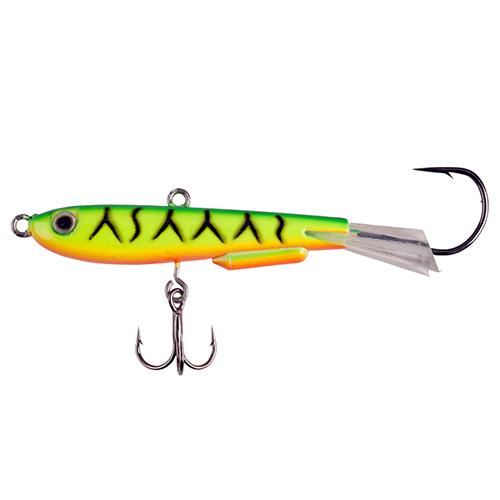 Johnny Darter Hard Bait Lure - 1 3-16" Length, 3-8 oz, 2 Number 10 Hooks, Fire Tiger, Per 1