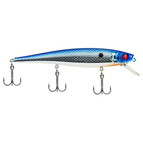 Skinny Cutter 110 Shallow Hard Bait Lure - 4 1-4" Length, 7-16 oz, 3'-5' Depth, 2 Hooks, Blue-Silver, Per 1