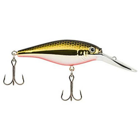 Flicker Shad Hard Bait Lure - 2" Length, 3-16 oz Weight, 9'-11' Depth, 2 Hooks, Black Brass, Per 1