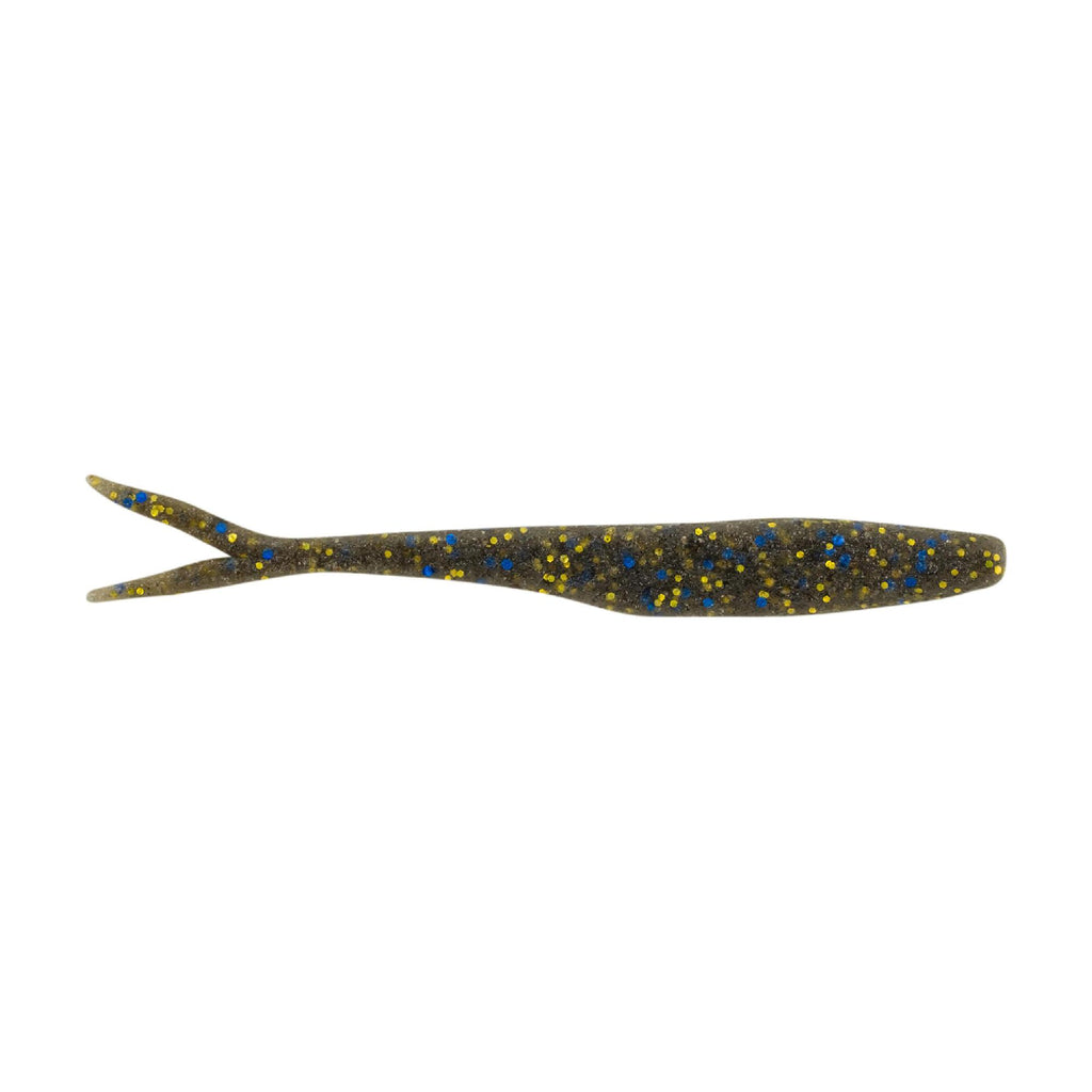 MaxScent Flatnose Minnow Soft Bait - 4" Length, Smoke Black Blue Gold, Per 10