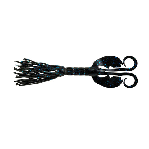 Bearded CrazyLeg Chigger Craw Soft Bait - 4 1-2" Length, Black-Blue Fleck, Per 5