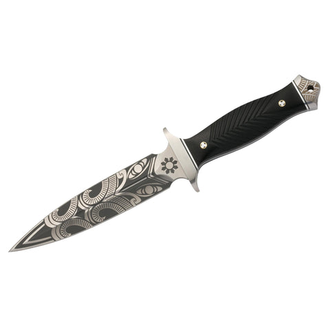 Black Label Knives - Wihongi Signature Dagger, 5.47" Blade, Point Blade, Black, Boxed