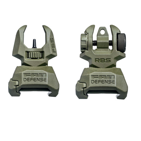 Set of Flip-Up Sights (Front and Rear) with Tritium - 2 Rear Dots, Olive Drab Green