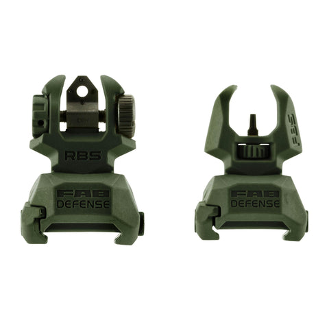 Front-Rear Flip Up Sights with Tritium - 4 Rear Dots, Olive Drab Green