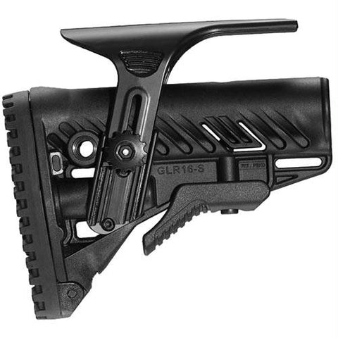 M4-AR-15 Stock with Adjustable Cheek Riser - Battery Storage and Rubber Buttpad, Black