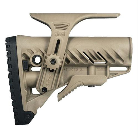 M4-AR-15 Stock with Adjustable Cheek Riser - Battery Storage and Rubber Buttpad, Flat Dark Earth