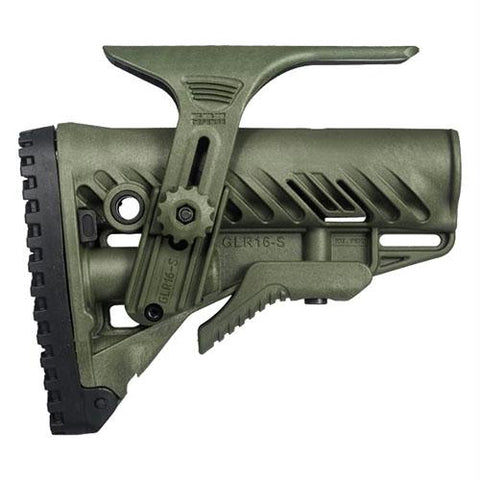 M4-AR-15 Stock with Adjustable Cheek Riser - Battery Storage and Rubber Buttpad, Olive Drab Green