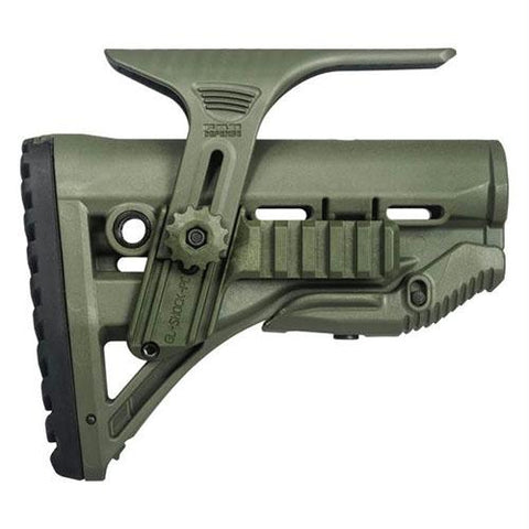 Recoil Reducing M4-AR-15 Stock - Adjustable Cheek Riser with Picatinny Rail, Olive Drab Green