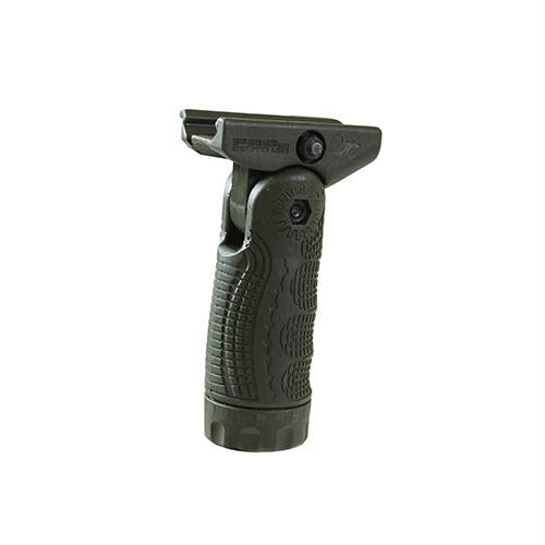 7 Position Tactical Folding Grip - with Waterproof Storage, Quick Release, Olive Drab Green