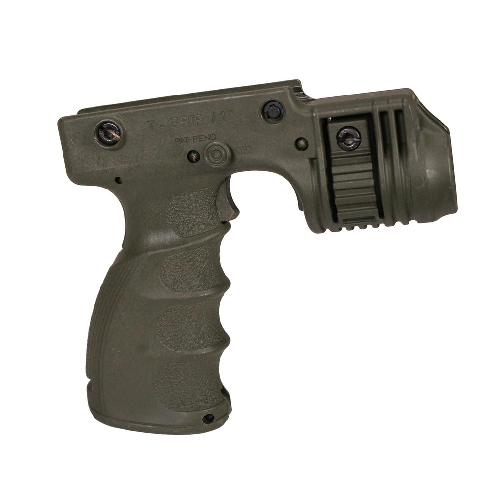 Tactical Foregrip with 1" Weaver Weapon Light Adapter - Integrated On-Off Trigger, Olive Drab Green