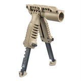 Tactical Foregrip with Integrated Adjustable Bipod - and 1" Flashlight Adapter, Flat Dark Earth