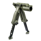 Tactical Foregrip with Integrated Adjustable Bipod - and 1" Flashlight Adapter, Olive Drab Green