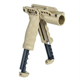 Tactical Veryical Foregrip with Integrated Adjustable Bipod - and 1" Flashlight Adapter Gen II, Flat Dark Earth