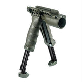 Tactical Veryical Foregrip with Integrated Adjustable Bipod - and 1" Flashlight Adapter Gen II, Olive Drab Green