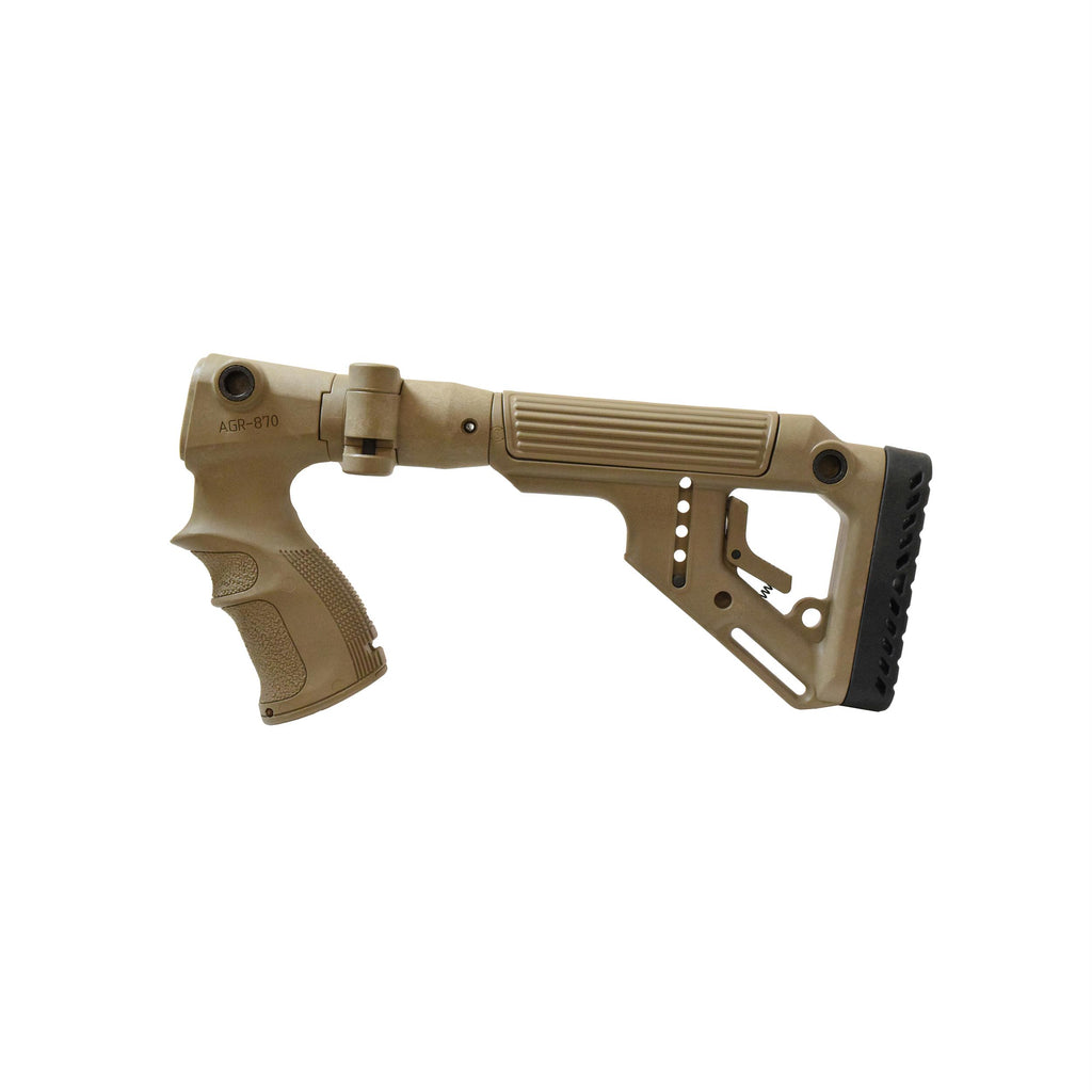 Tactical Folding Buttstock with Cheek Riser - Remington 870, Flat Dark Earth