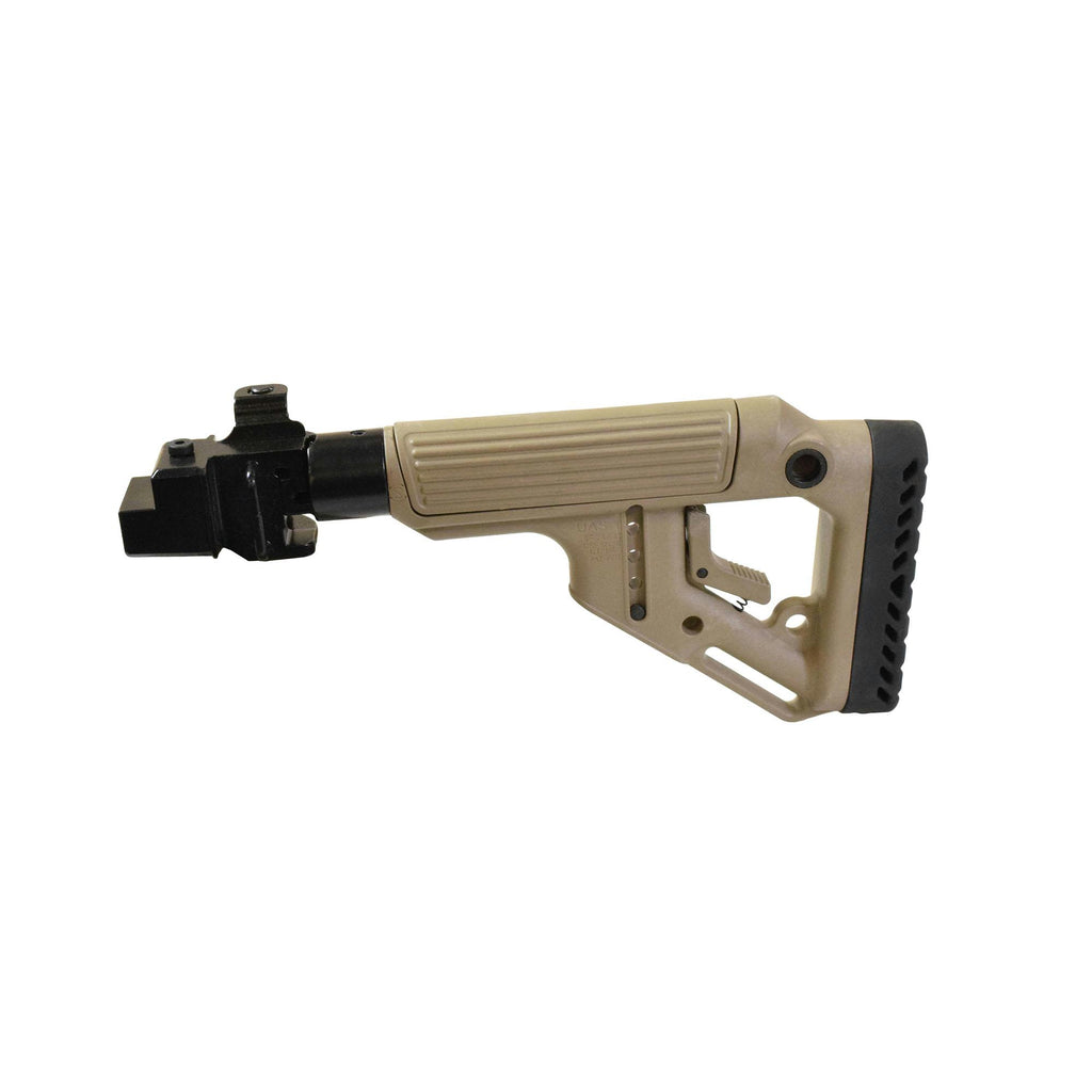 Tactical Folding Buttstock with Cheek Riser - Steel Galil Hinge, AK-47-74, Flat Dark Earth