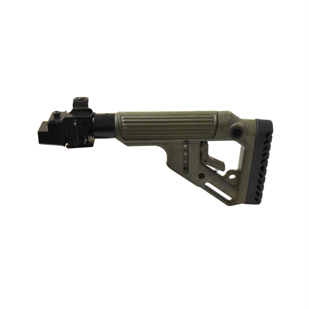 Tactical Folding Buttstock with Cheek Riser - Steel Galil Hinge, AK-47-74 Olive Drab Green