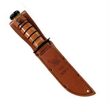 Commemorative Fighting Knife - 120th Anniversary USN 7" Plain Blade, Leather Handles and Sheath