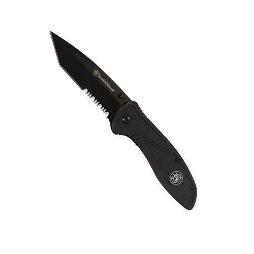 Black Tanto 3.5" Partially Serrated Knife with Pocket Clip