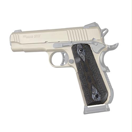 1911 Government Grips - Round Heel Checkered, Extreme Series G10, G-Mascus, Black-Gray